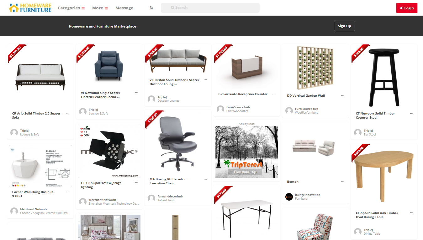 The Homeware Furniture website